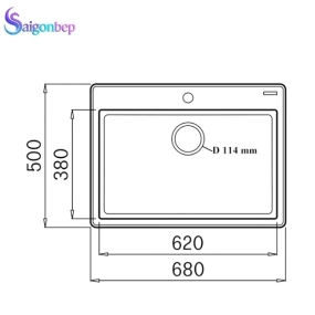 Chậu rửa bát Konox 1 hố Granite Sink Ruvita 680 – Black